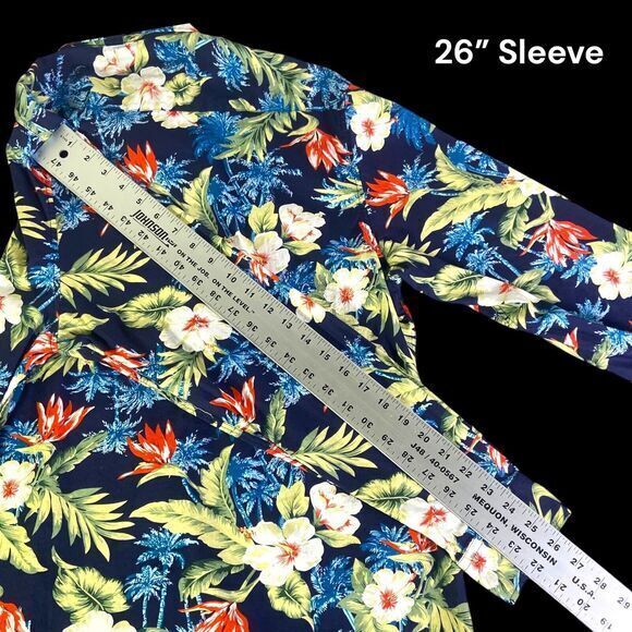 Tunevuse Blue Aloha Tropical Regular Fit Button Up Shirt Long Sleeve Men's Sz XL - Picture 13 of 14